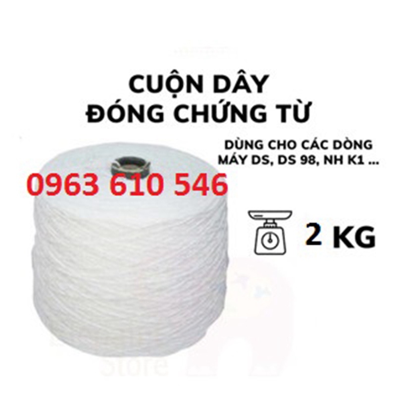 Dây chỉ đóng chứng từ (Cuộn 2kg) - Dùng cho máy đóng chứng từ