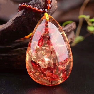 Mới vòng cổ mặt đá hổ phách tự nhiên hình giọt nước thời trang
