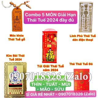 Combo thái tuế 4 món năm 2025 : túi thái tuế - kim bài thái tuế - thẻ bài thái tuế - móc khóa