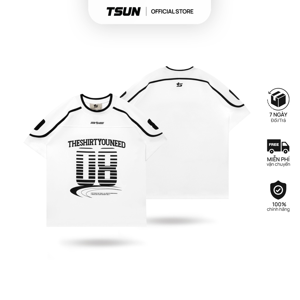 Áo Thun TSUN Soccer Tee - Trắng -  - In - Raglan - Thể thao - Nam/Nữ