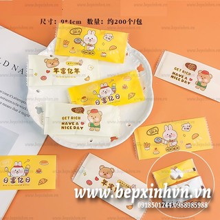 Túi đựng kẹo nougat 4x9cm Thỏ trắng Gấu vàng