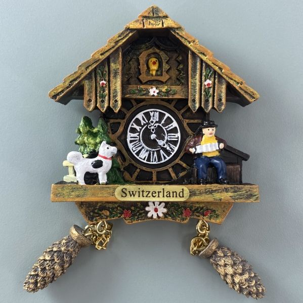Swiss Du Lịch souvenir Đồng Hồ Có Nam Châm Dán Ba Chiều Hình Nón Họa Tiết Vẽ Tay Sáng Tạo