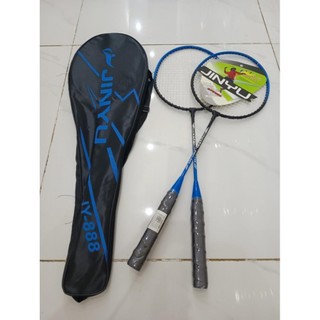 Bộ 2 vợt cầu lông jinyu 888, vợt cầu lông 100% carbon giá rẻ kèm bao đựng vợt