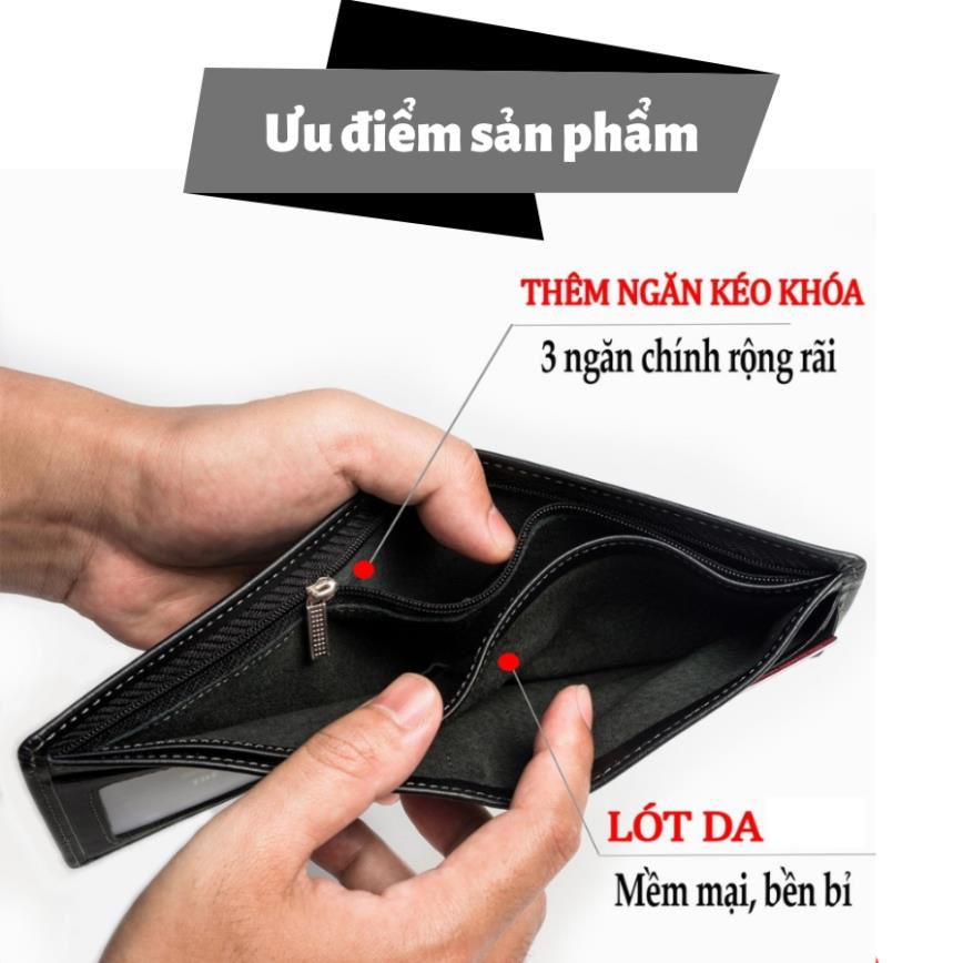 Ví Nam Da Bò Cao Cấp - Bóp Nam Tặng Kèm Hộp Dùng Làm Quà Tặng - TRONBO