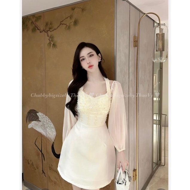 Đầm tafta đính hoa tay voan bigsize cao cấp từ 50-100kg