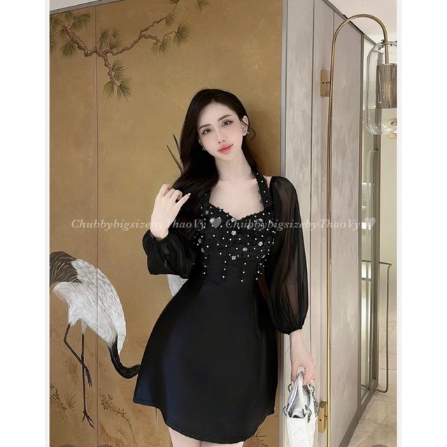 Đầm tafta đính hoa tay voan bigsize cao cấp từ 50-100kg