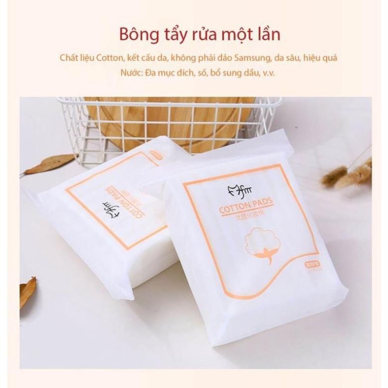 Bông Tẩy Trang 3 Lớp Chất Liệu Cotton Dày Dặn Không Sơ Gói 222 Miếng Sợi Bông Tự Nhiên Mềm Mịn Thấm Hút Nước