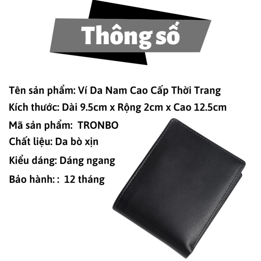 Ví Nam Da Bò Cao Cấp - Bóp Nam Tặng Kèm Hộp Dùng Làm Quà Tặng - TRONBO