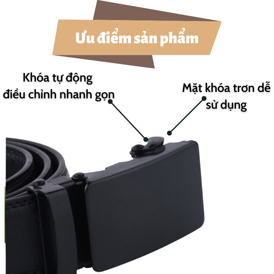 Thắt Lưng Nam Da Bò Khóa Tự Động Cao Cấp - Dây Nịt Nam Tặng Kèm Hộp - D06
