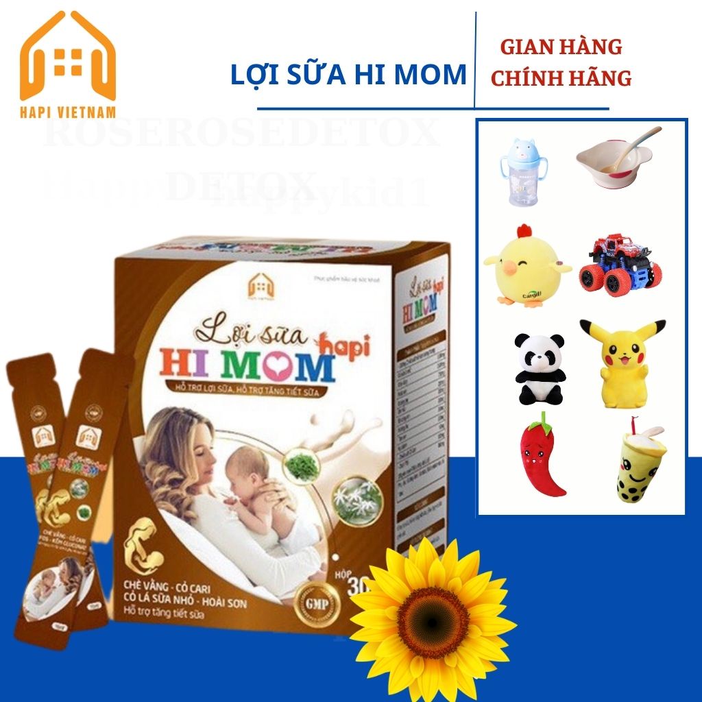 Lợi Sữa Hi Mom Happi Gọi Sữa Về,Mát Sữa ,Thông Tắc Tuyến Sữa,Có Chè Vằng,Cỏ Sữa tốt Cho Mẹ Sau Sinh Đang Cho Bé Ti