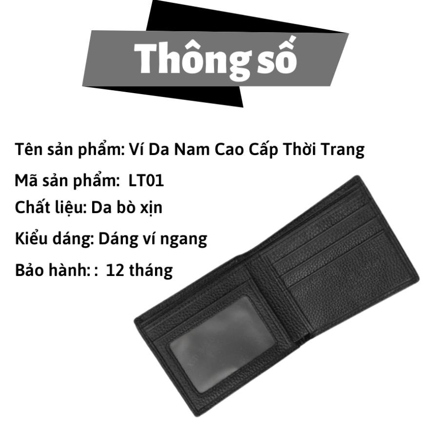 Ví Nam Da Bò Cao Cấp - Bóp Nam Tặng Kèm Hộp Dùng Làm Quà Tặng - LT01