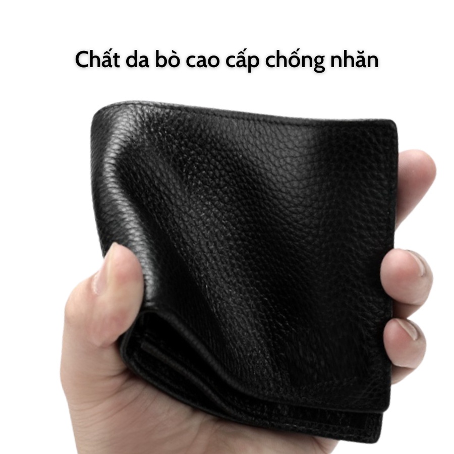 Ví Nam Da Bò Cao Cấp - Bóp Nam Tặng Kèm Hộp Dùng Làm Quà Tặng - LT01