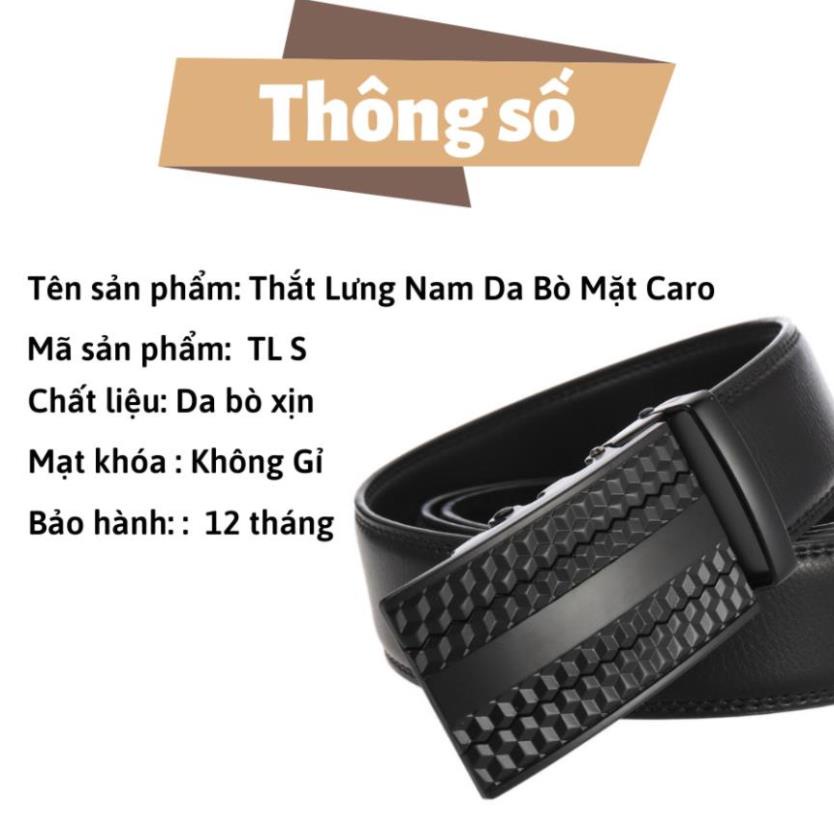 Dây Nịt Nam Da Bò Thời Trang - Thắt Lưng Nam Siêu Bền Đẹp, Tặng Kèm Hộp - TLS