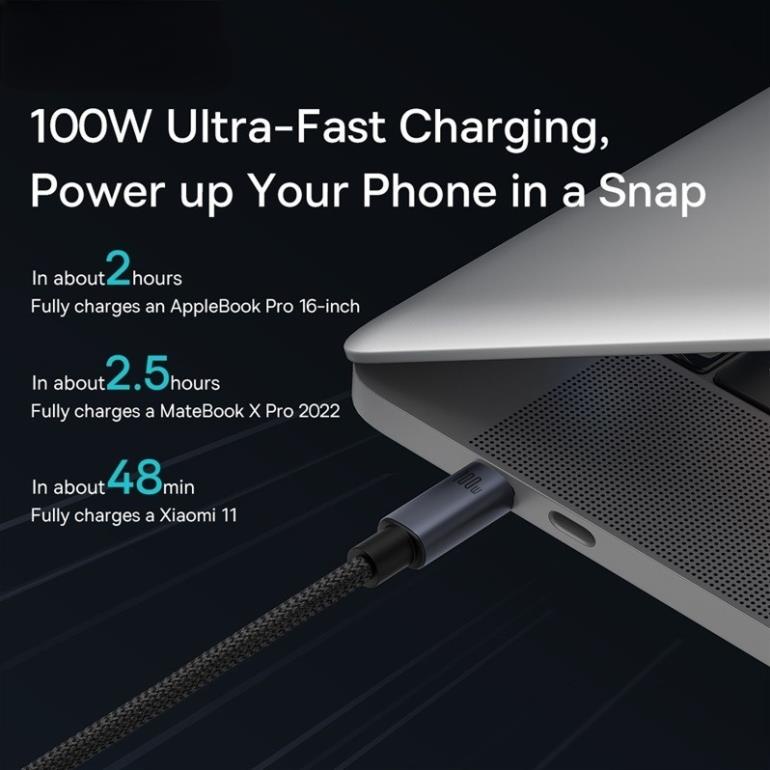 Cáp Sạc Nhanh Baseus PD 100W USB-C Sang Type-C Thích Hợp Cho Xiaomi Samsung MacBook iPad Paolu Bảo Hành 1 Đổi 1