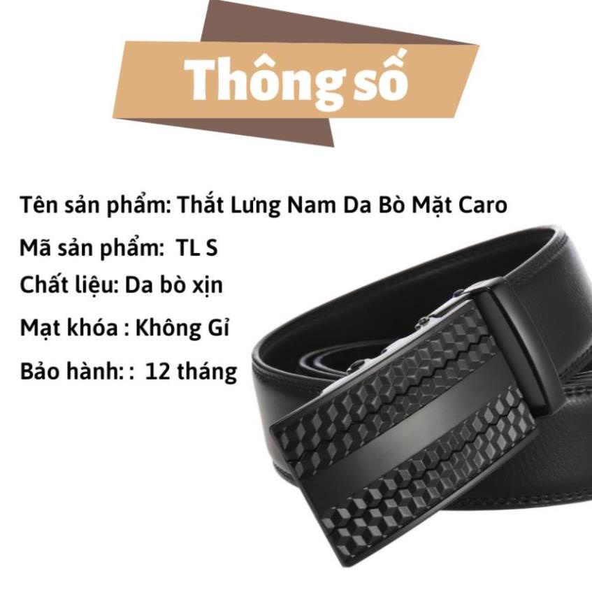 Dây Nịt Nam Da Bò Thời Trang - Thắt Lưng Nam Siêu Bền Đẹp, Tặng Kèm Hộp - TLS