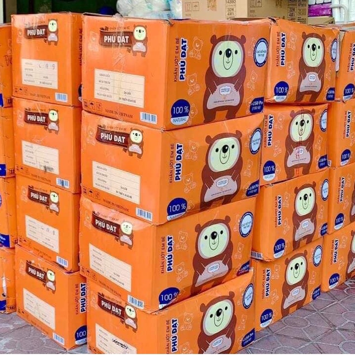 Thùng khăn giấy ướt 32 gói gấu trúc, khăn giấy ướt không mùi phú đạt cao cấp chính hãng - Hie en Store