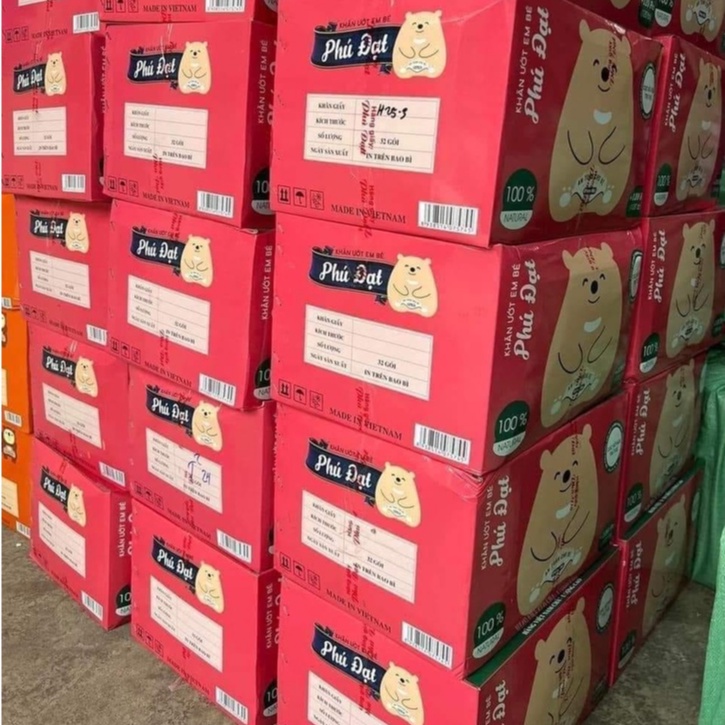 Thùng khăn giấy ướt 32 gói gấu trúc, khăn giấy ướt không mùi phú đạt cao cấp chính hãng - Hie en Store