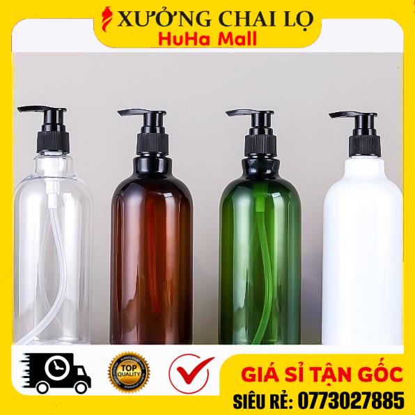 Chai Lọ Xịt Vòi Nhấn ❤ Chai Lọ Nhựa Pet Vòi Nhấn 300ml Vành Cao Đựng Dầu Gội, Sữa Tắm, Tinh Chất