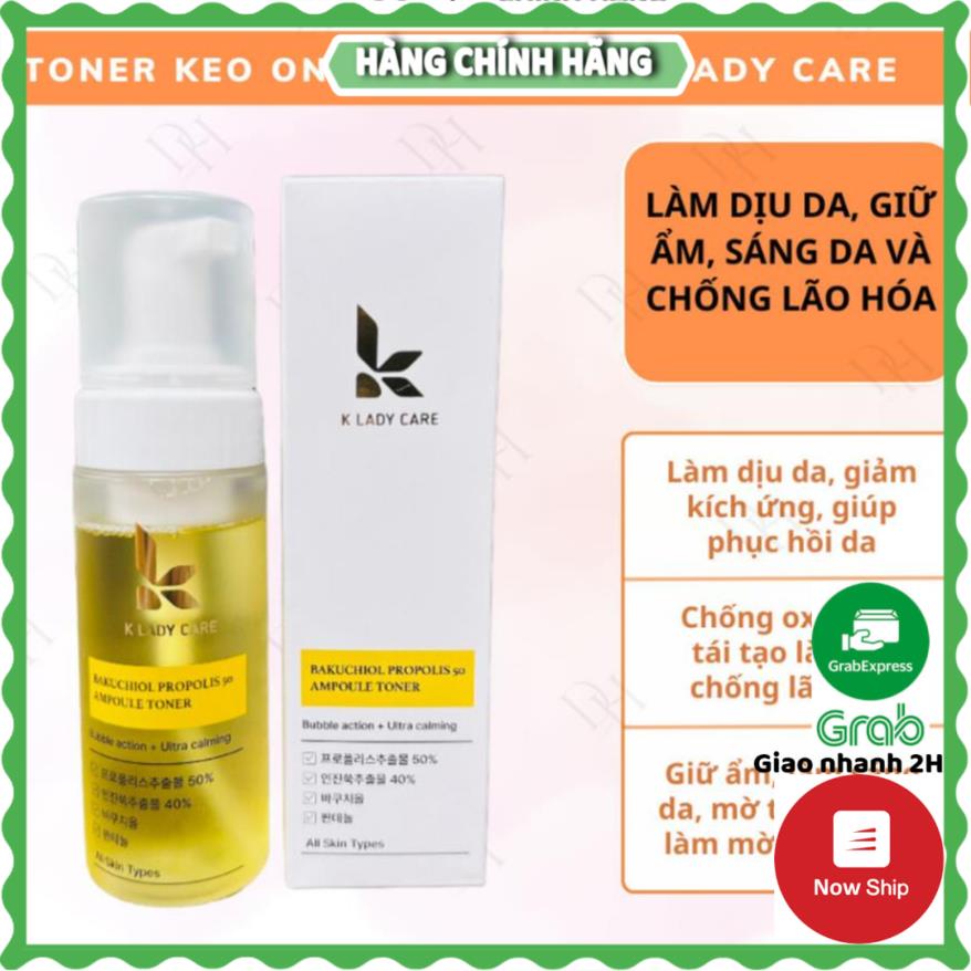 Toner/ nước hoa hồng/ nước cân bằng da với keo ong + bakuchiol K Lady Care, dạng bọt, 150ml - HANA
