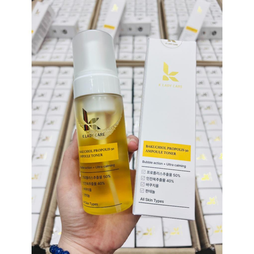 Toner/ nước hoa hồng/ nước cân bằng da với keo ong + bakuchiol K Lady Care, dạng bọt, 150ml - HANA