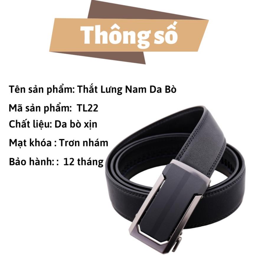 Thắt Lưng Nam Da Bò Thật Khóa Tự Động Cao Cấp Sang Trọng - TL22