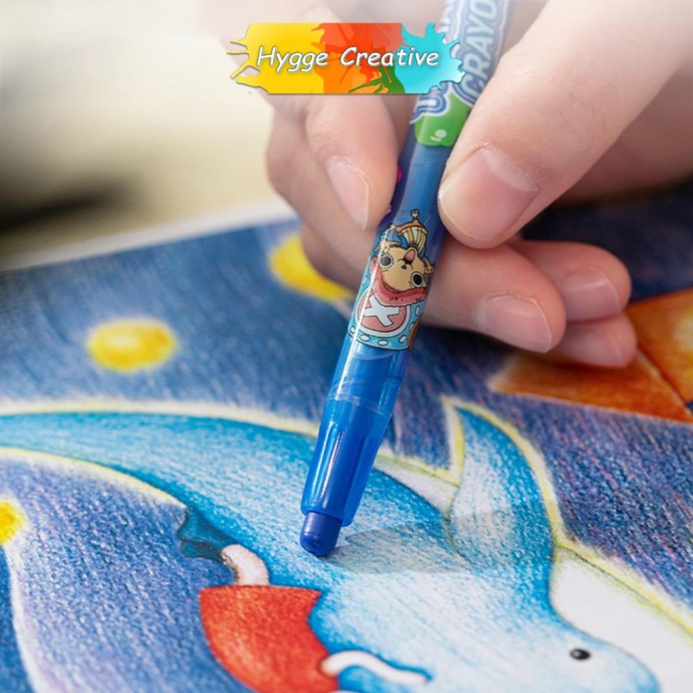 Bút Màu Sáp Vặn Dài 12 Màu Deli EC217-12  - Họa Tiết Anime One Piece