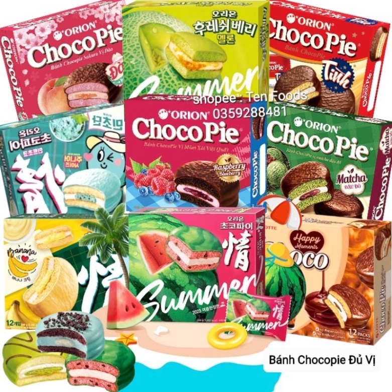 (Mã NSF02P130 giảm 30K) Bánh Chocopie Trà Xanh Sữa Chua Yogurt Hộp 12 Gói Thơm Ngon