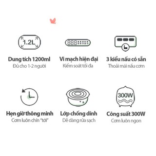 Nồi cơm điện MINI đa năng 1.2L (nấu 0.3L) Bear DFB-B12F1