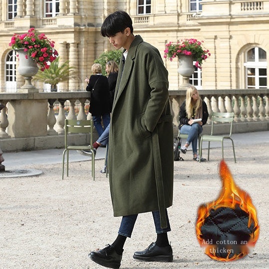 Áo Khoác Len Dày Dáng Dài Form Rộng Thời Trang Hàn Quốc Cho Nam