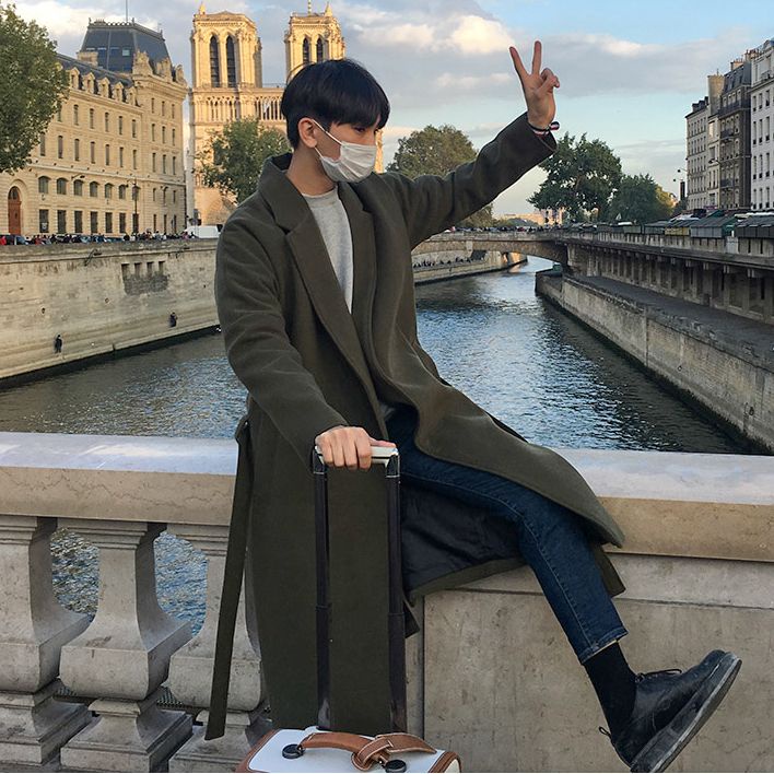 Áo Khoác Len Dày Dáng Dài Form Rộng Thời Trang Hàn Quốc Cho Nam