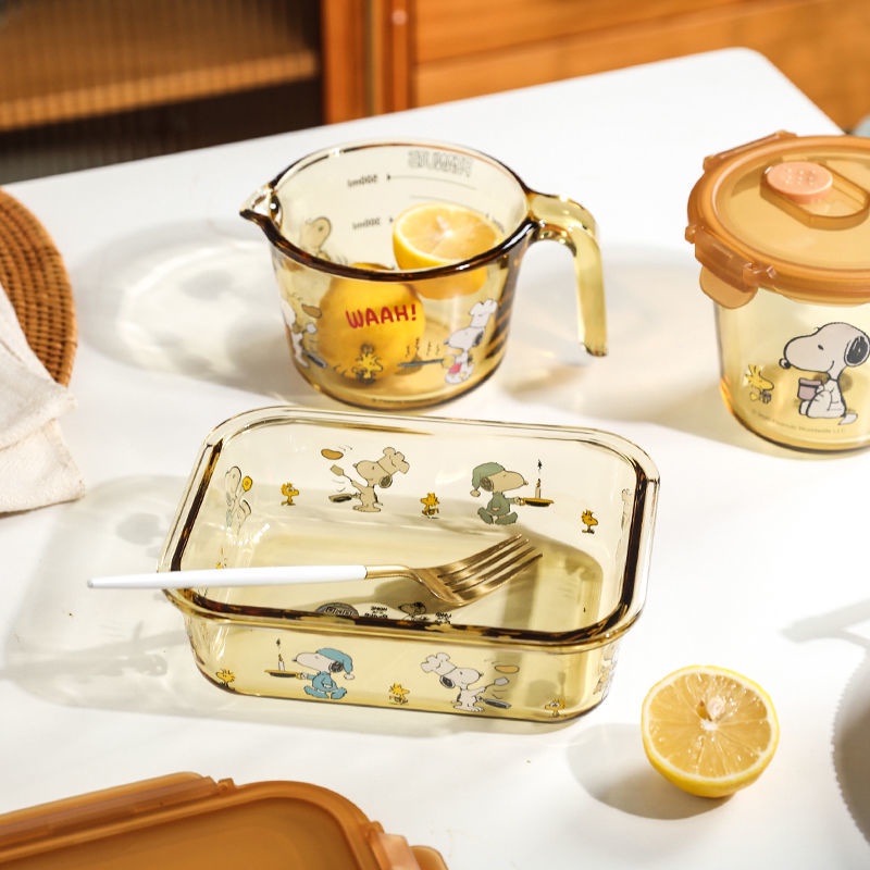 Hộp Đựng Cơm Trưa Bằng Thủy Tinh Chịu Nhiệt Hình Hoạt Hình snoopy