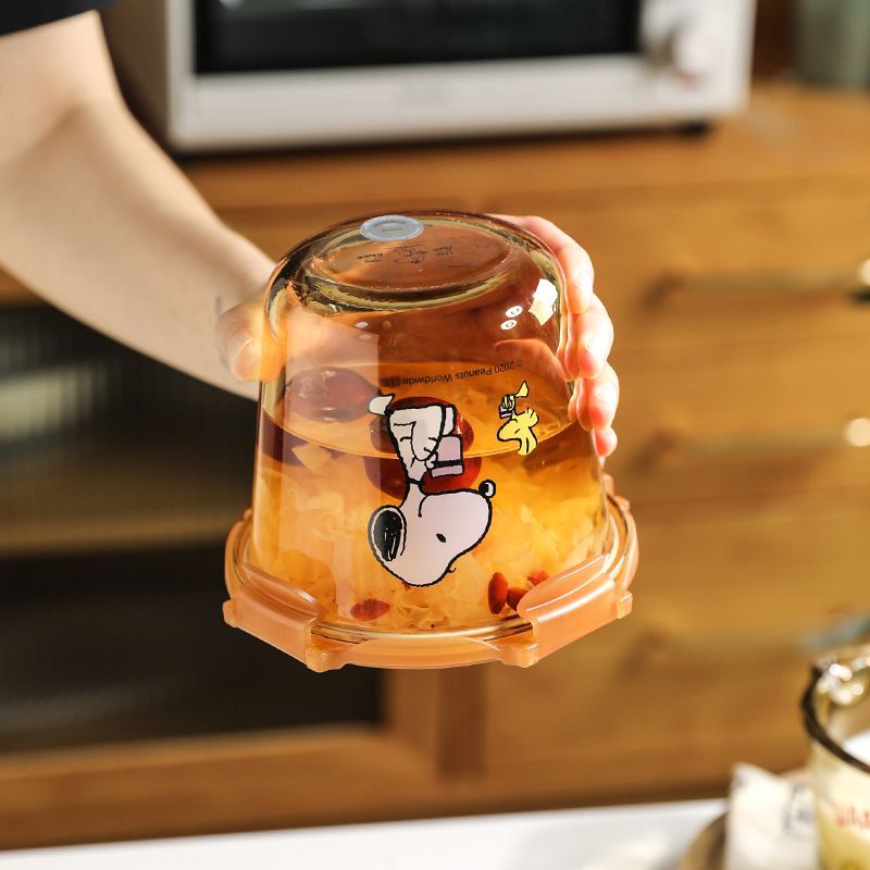 Hộp Đựng Cơm Trưa Bằng Thủy Tinh Chịu Nhiệt Hình Hoạt Hình snoopy