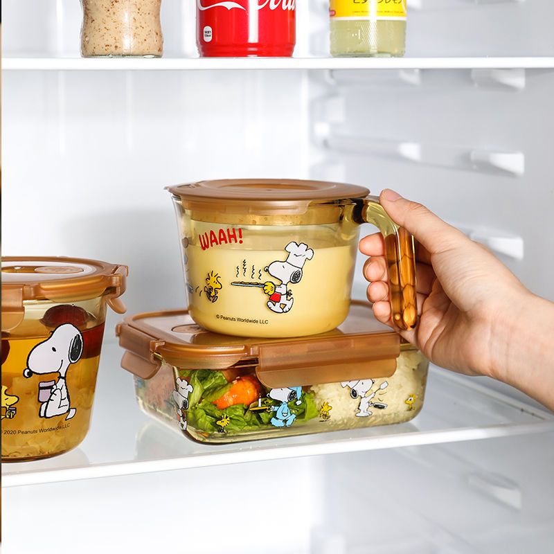 Hộp Đựng Cơm Trưa Bằng Thủy Tinh Chịu Nhiệt Hình Hoạt Hình snoopy