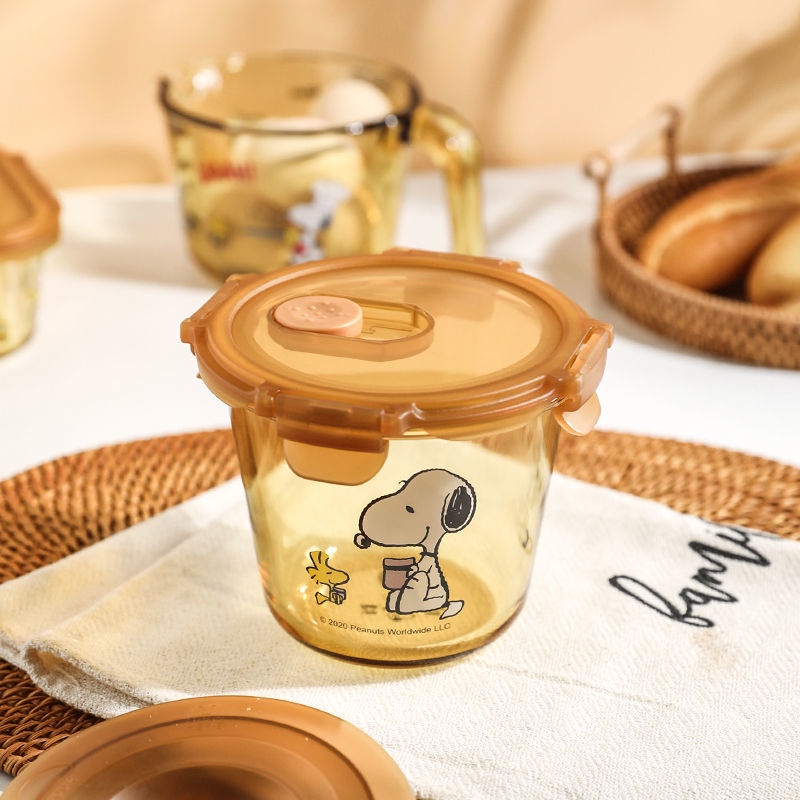 Hộp Đựng Cơm Trưa Bằng Thủy Tinh Chịu Nhiệt Hình Hoạt Hình snoopy