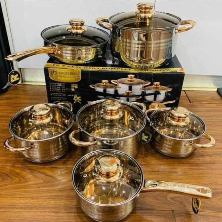 Bộ 6 Món Nồi Đức Inox DEGOUNE Cao Cấp 5 Đáy Chính Hãng Siêu Dày Bền Cho Gia Đình Nội Trợ