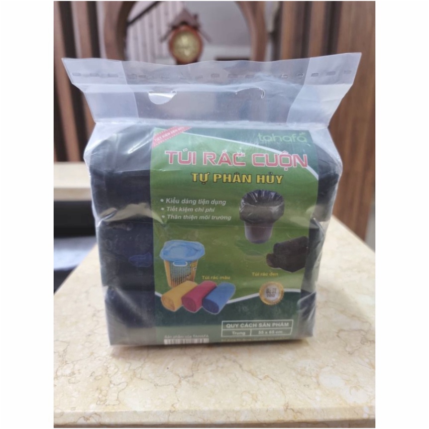 1 cuộn túi đựng rác đen tự phân hủy loại to 55x65cm P0453