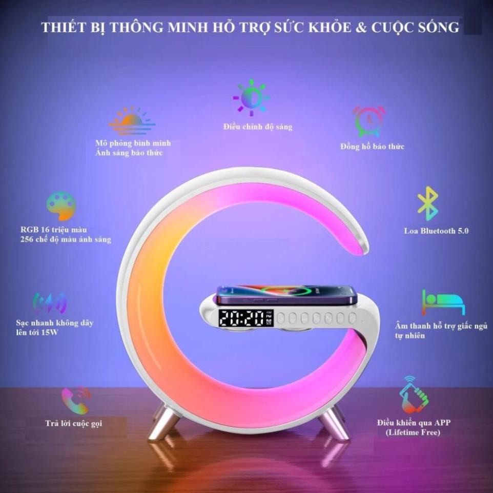 Loa Bluetooth Chữ G Led RGB, Sạc Nhanh Không Dây, Đèn Nháy Theo Nhạc, Thiết Kế Sang Trọng, Siêu Xịn - Paolu