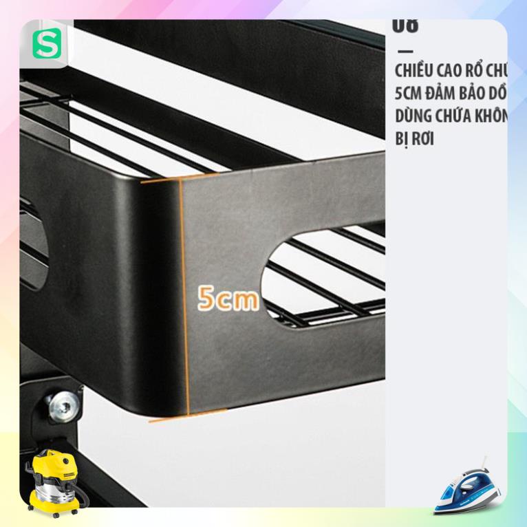 Kệ Gia Vị 2 Tầng 3 Tầng DEGOUNE Màu Đen Chất Liệu Hợp Kim Thép Không Gỉ Chịu Lực Tối Đa 20KG