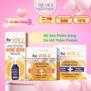 Bộ Sản Phẩm Serum Vitamin C Kem Ngày Đêm Floslek, Dưỡng Trắng Sáng Da Chống Lão Hóa Giảm Thâm Nám