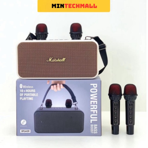 Loa bluetooth karaoke K186 kèm 2 micro không dây xách tay công xuất 20W, âm thanh trầm ấm, bass căng- TECHHIGH