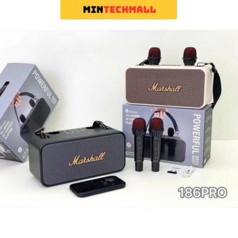 Loa bluetooth karaoke K186 kèm 2 micro không dây xách tay công xuất 20W, âm thanh trầm ấm, bass căng- TECHHIGH