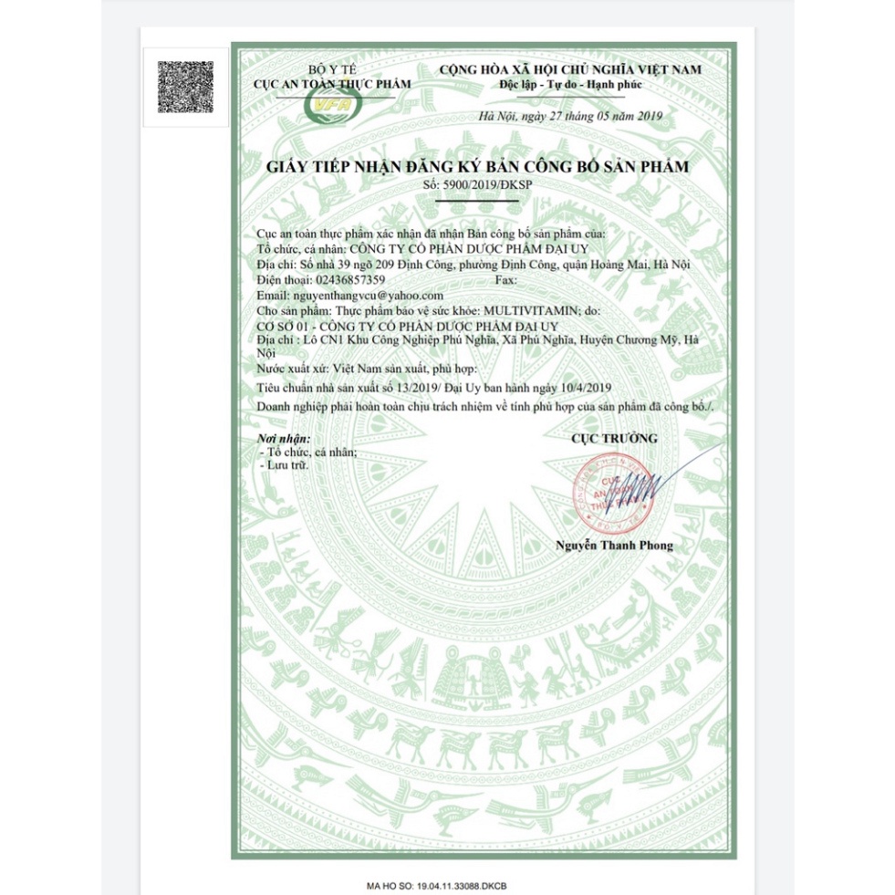 Viên sủi Multivitamin 20 viên Đại Uy Tăng Sức Đề Kháng Giải Nhiệt