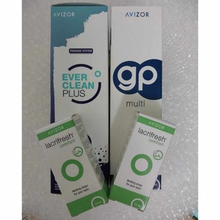 Combo Avizor: 1 dung dịch ngâm kính GP multi 240ml, 1 dung dịch Ever clean plus 225ml & 2 nước mắt nhân tạo comfort 15ml