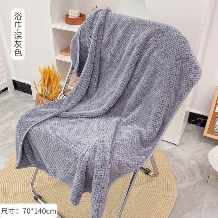 Khăn tắm lông cừu siêu mềm kích thước 70*140cm, Khăn tắm san hô thấm hút không đổ lông không phai màu