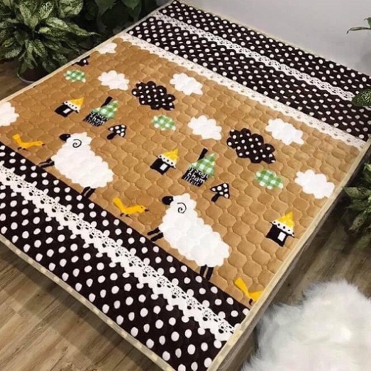 Thảm nỉ nhung trải giường 3 lớp siêu ấm, Thảm lông cừu trải sàn sợi  dễ dàng vệ sinh
