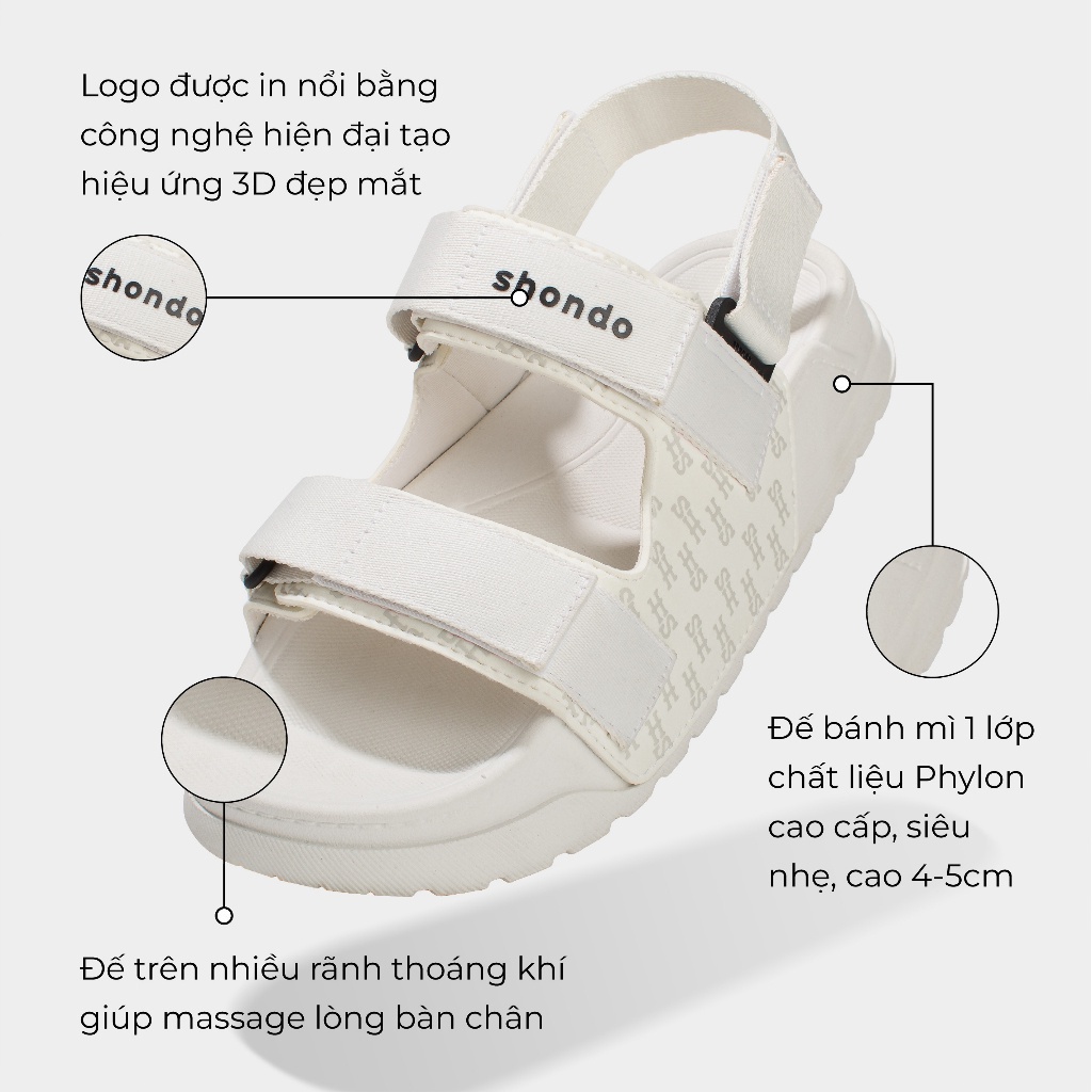 Giày Sandal Nam Nữ Shondo Êm Chân, Bền Sandals Platy 2 Full Trắng PLA0001