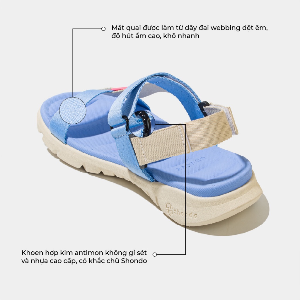 Giày Sandal Nữ Shondo Êm Chân, Bền F6 Sport Be Tím F6S2590