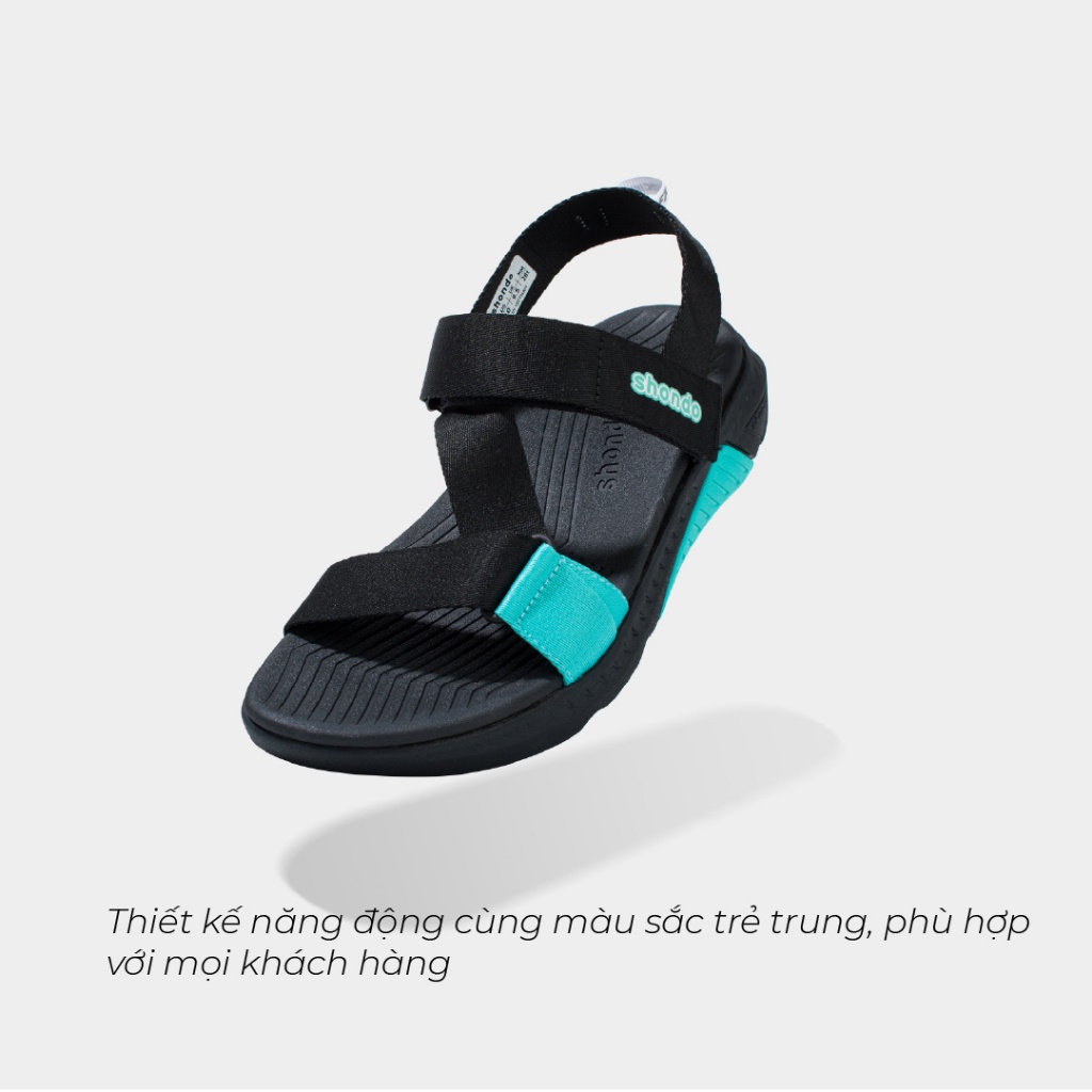 Giày Sandals Nam Nữ Shondo F7 Racing Đen Xanh Mint F7R1313