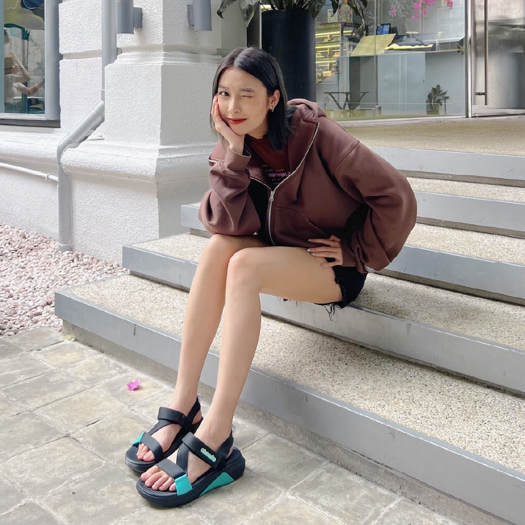 Giày Sandals Nam Nữ Shondo F7 Racing Đen Xanh Mint F7R1313