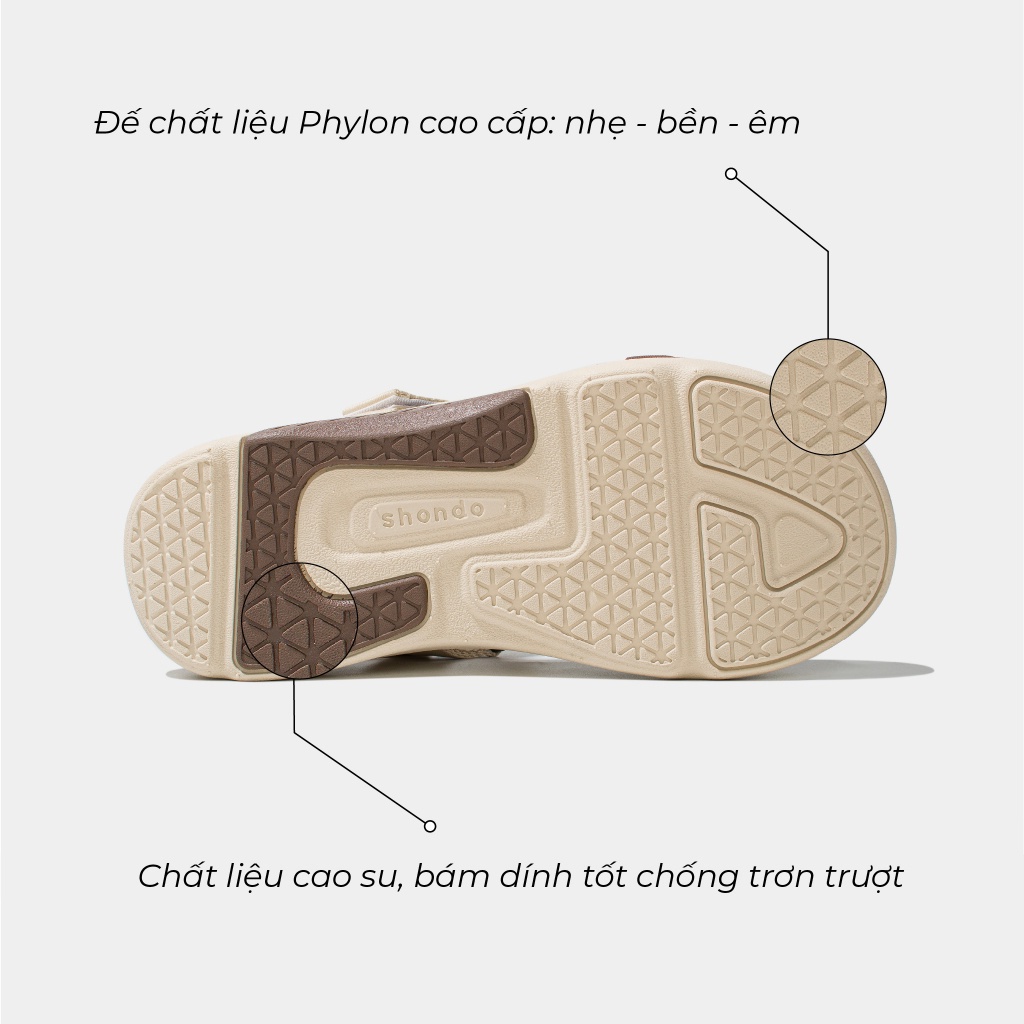 Giày Sandals Nam Nữ Shondo F7 Racing Be Phối Nâu F7R2595